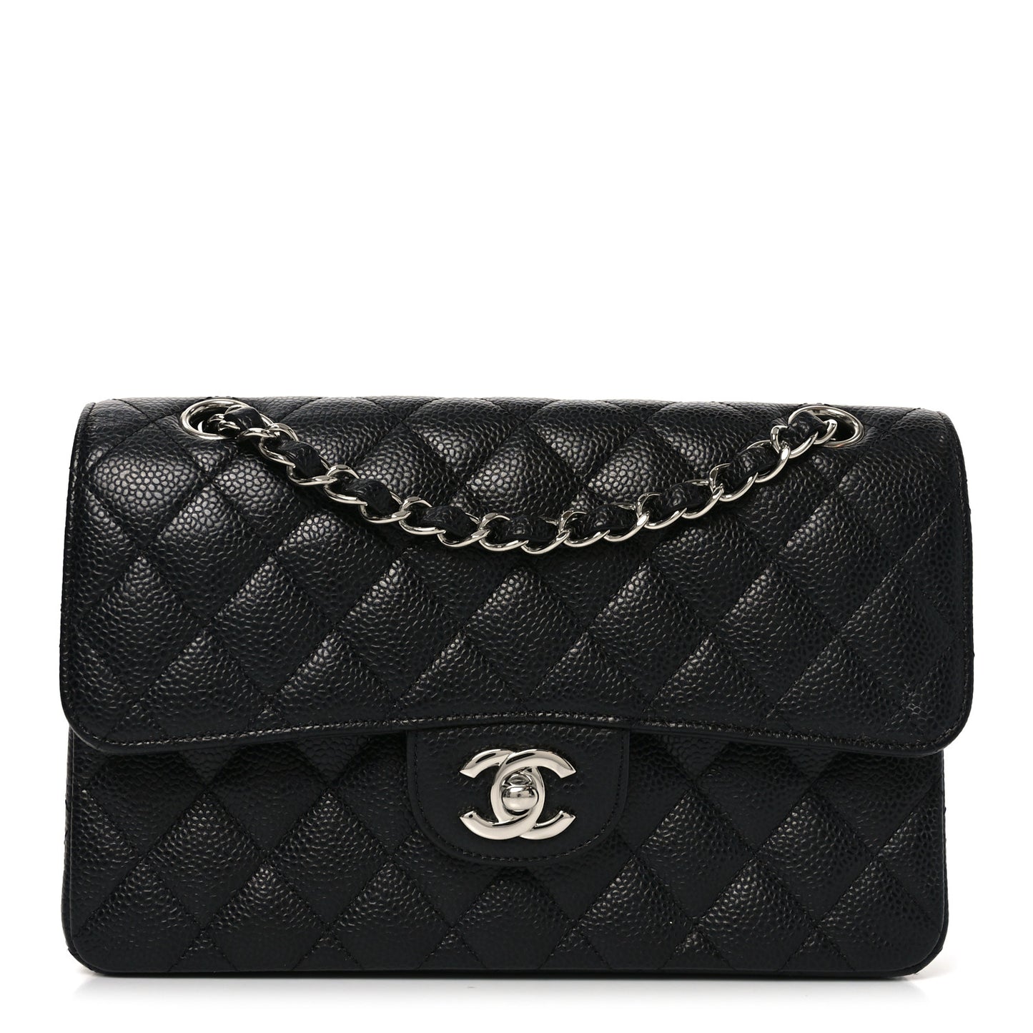 Caviar Quilted Small Double Flap Black