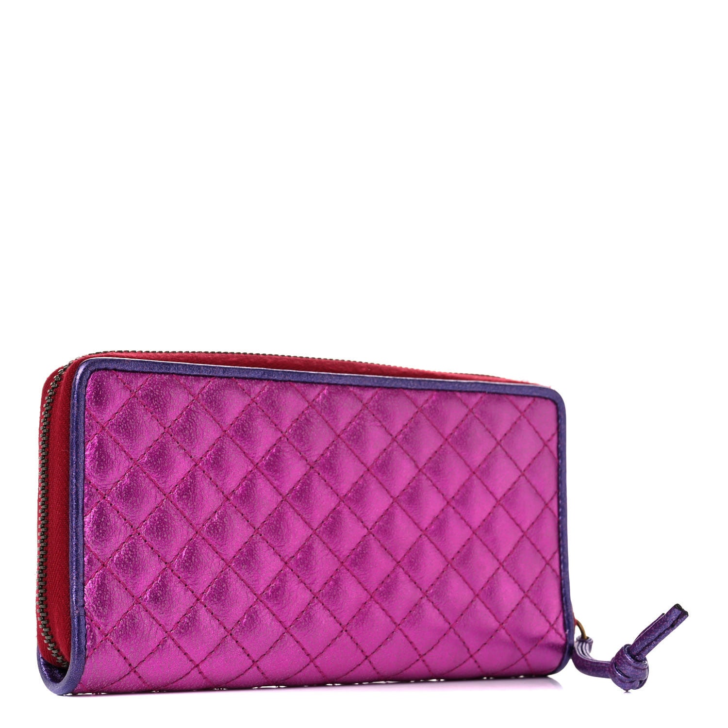 Gucci Laminated Nappa Trapuntata Zumi Zip Around Wallet Rosso Fuxia Bizantin 4 of 13