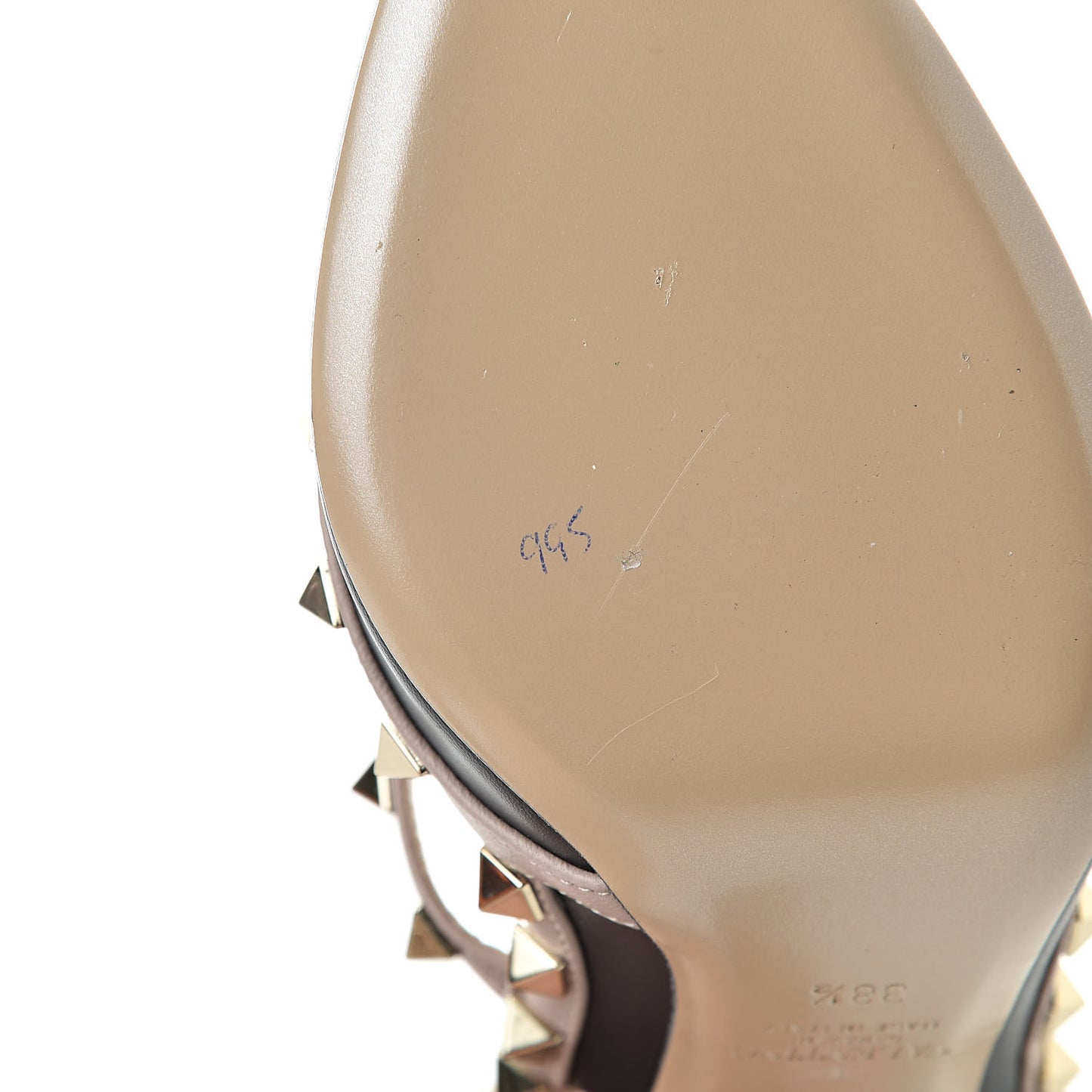 Nappa Rockstud Ankle Strap Pumps 38.5 Black Poudre