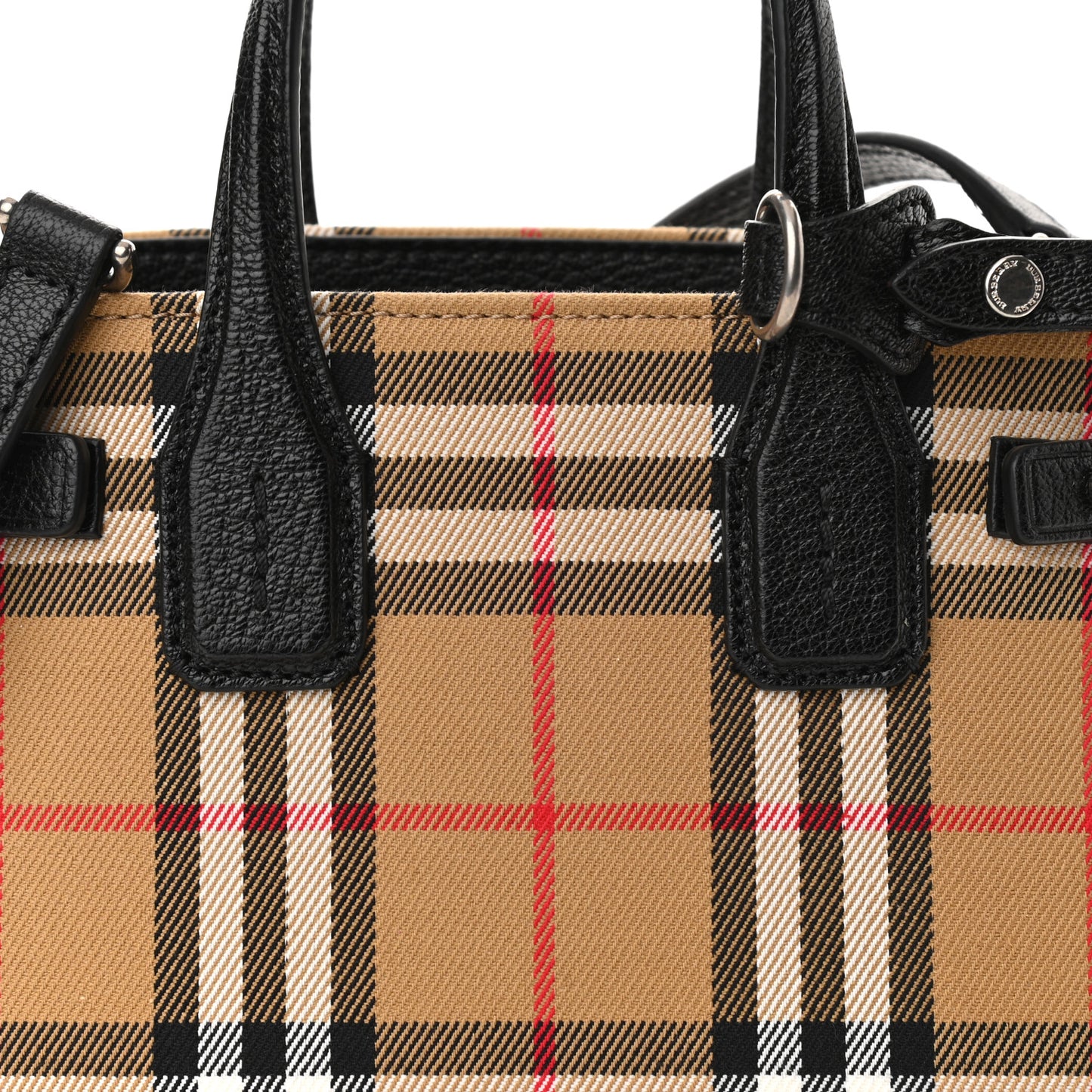 Goatskin Vintage Check Small Banner Tote Black