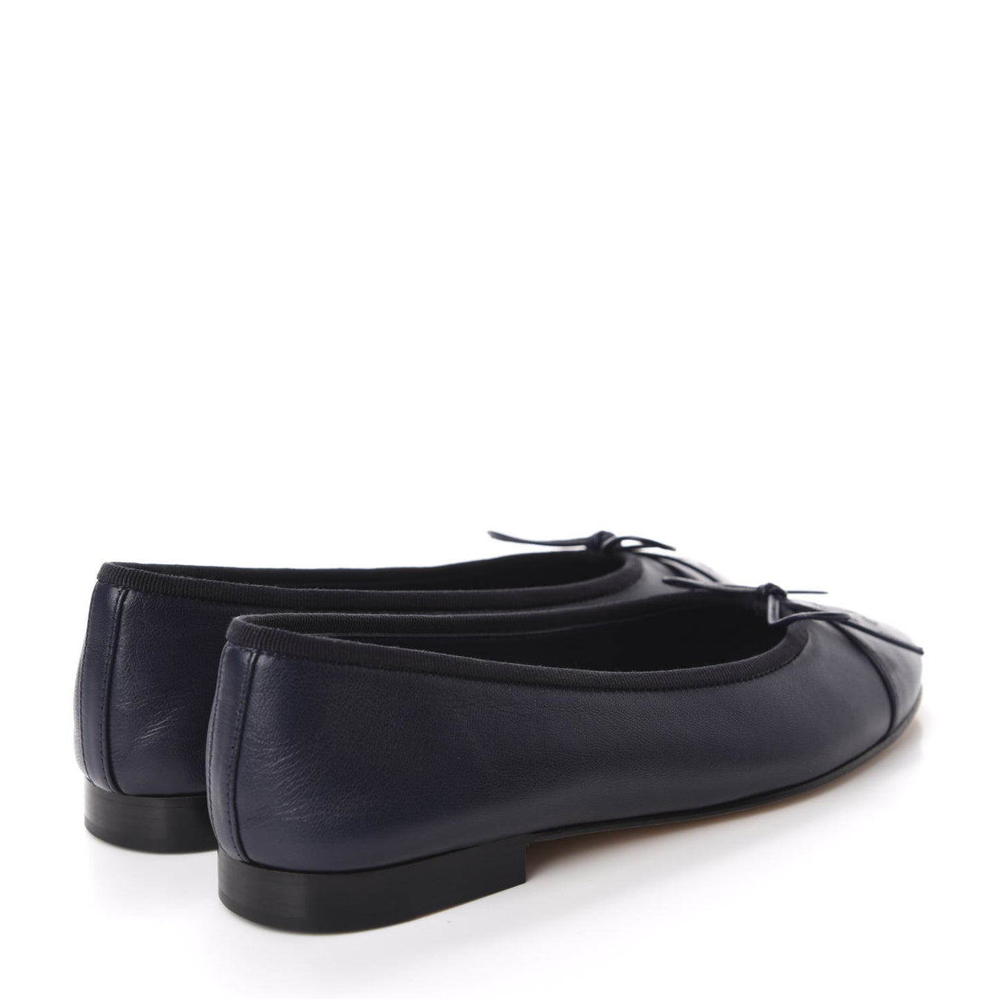 Lambskin Cap Toe Ballerina Flats 36 Navy