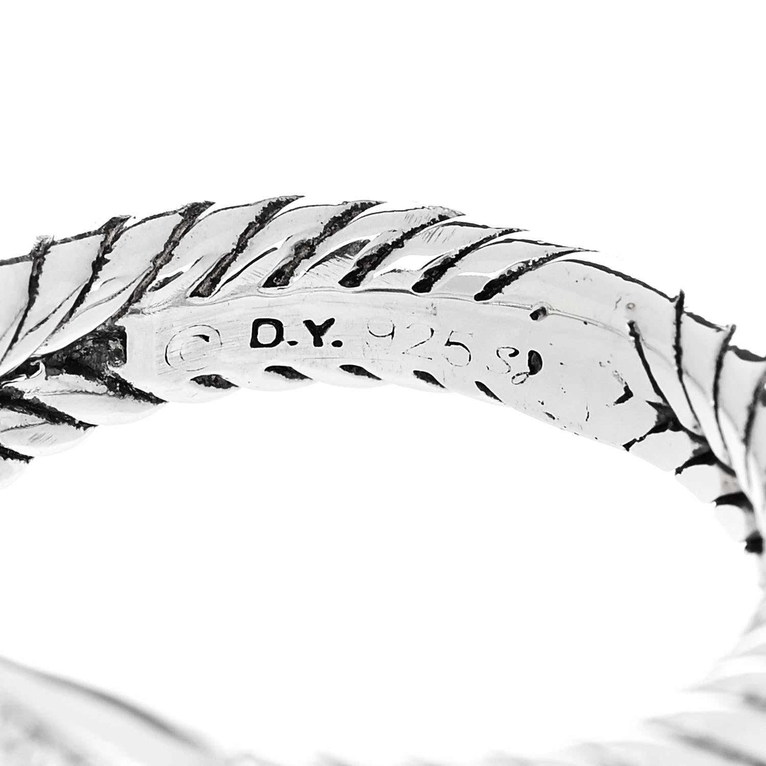 David Yurman Sterling Silver Diamond Prasiolite 7mm Petite Albion Ring 50 5.5 5 of 5