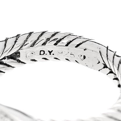 David Yurman Sterling Silver Diamond Prasiolite 7mm Petite Albion Ring 50 5.5 5 of 5