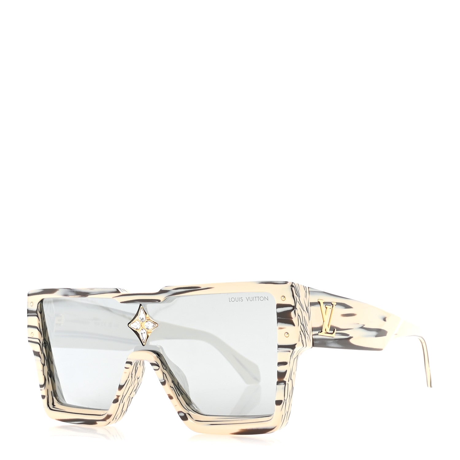 Louis Vuitton Acetate Swarovski Crystal Zebra Cyclone Sunglasses Z1643E Ivory 1 of 8