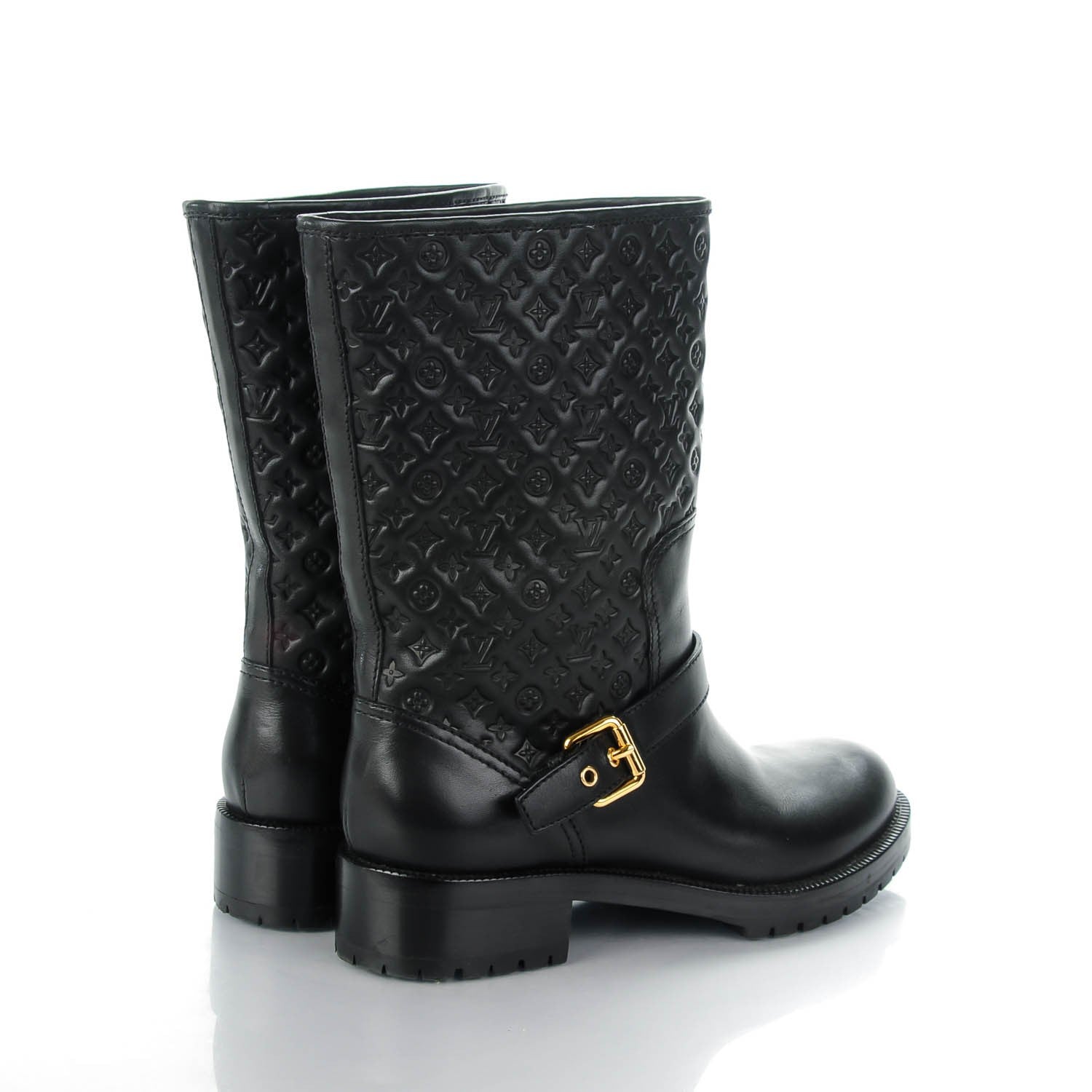 Louis Vuitton Monogram Embossed Calf Rebellion Half Boots 39 Black 4 of 8