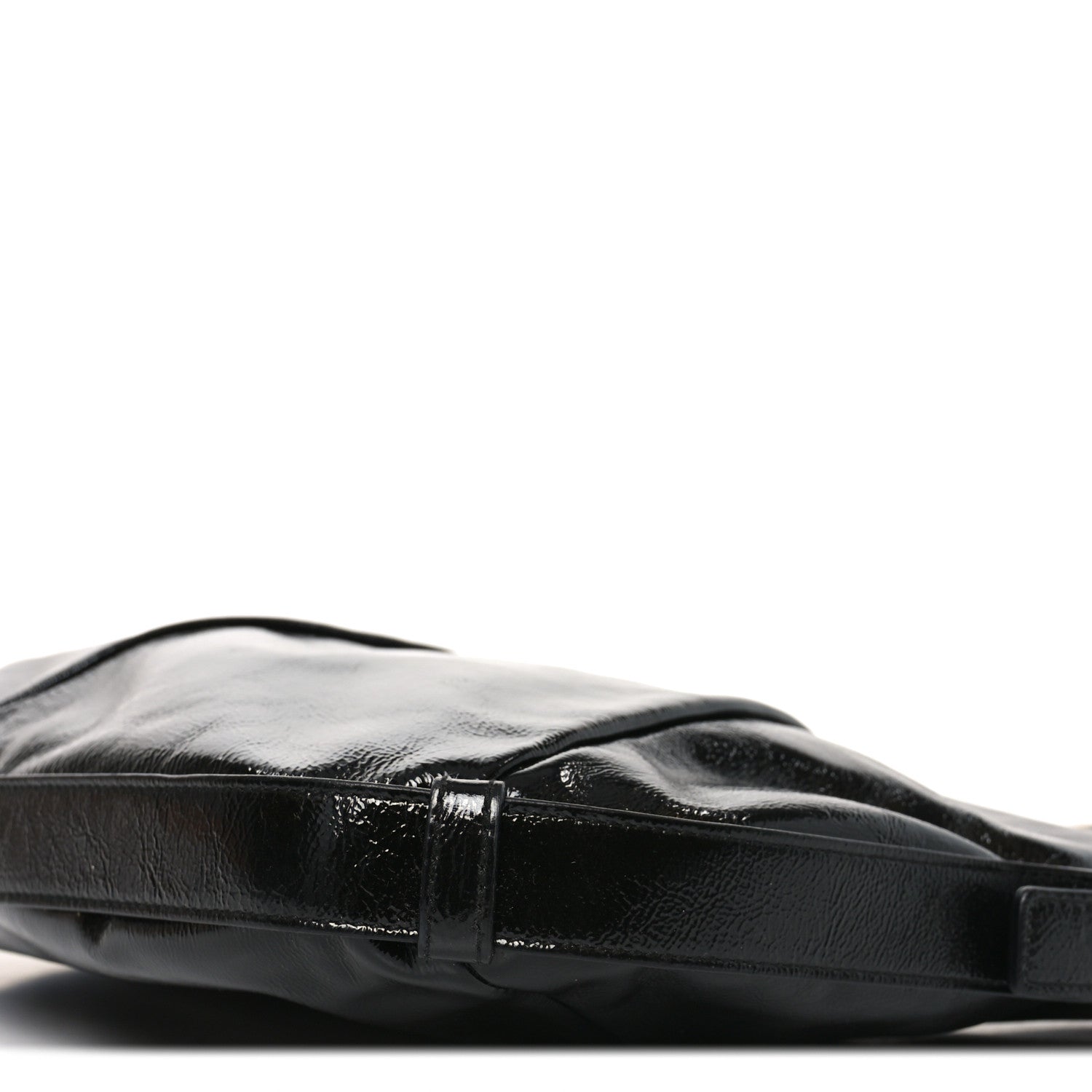 Saint Laurent Shiny Crinkled Calfskin Buffalo Horn Mombasa Hobo Black 10 of 10