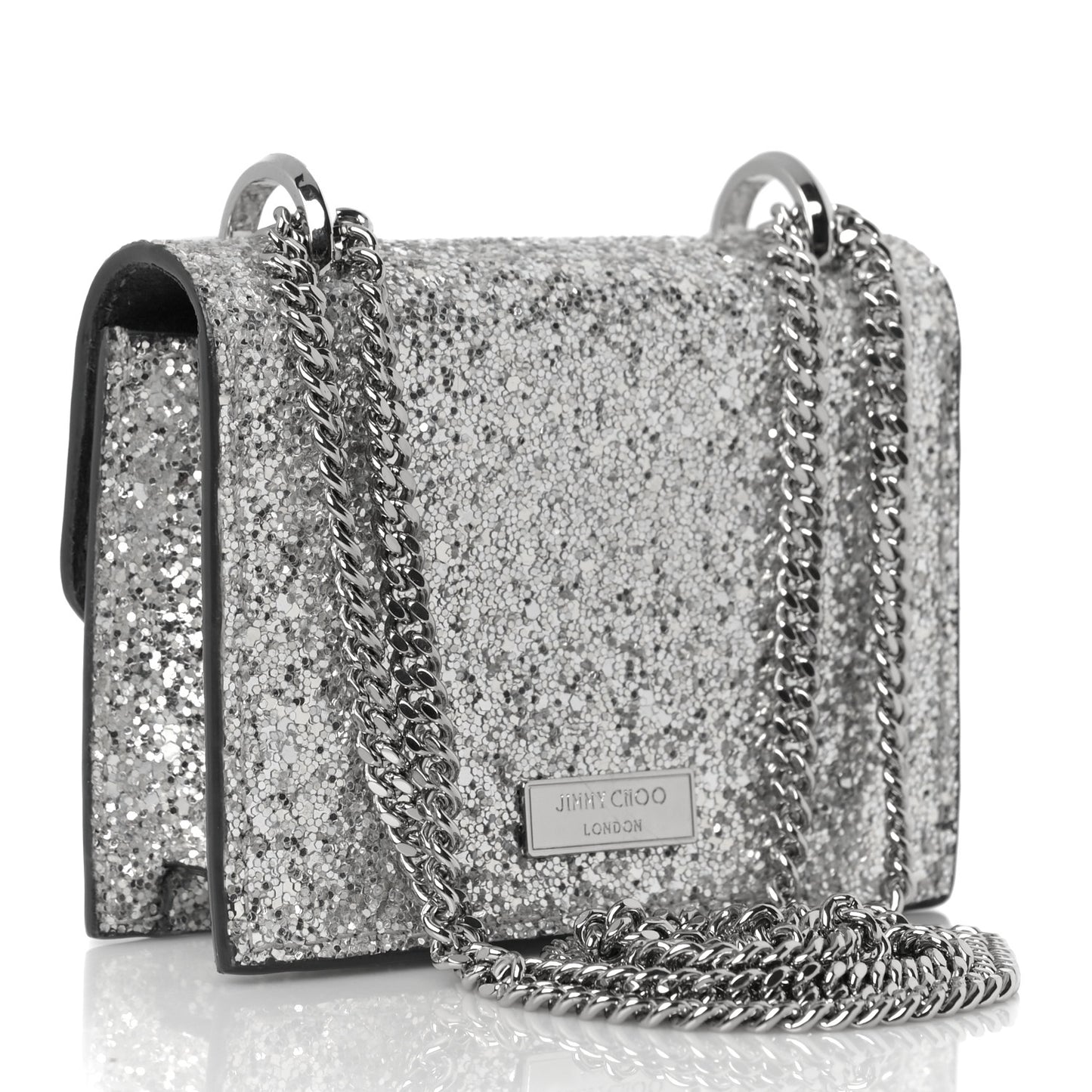 Coarse Glitter Mini Paris Crossbody Platinum