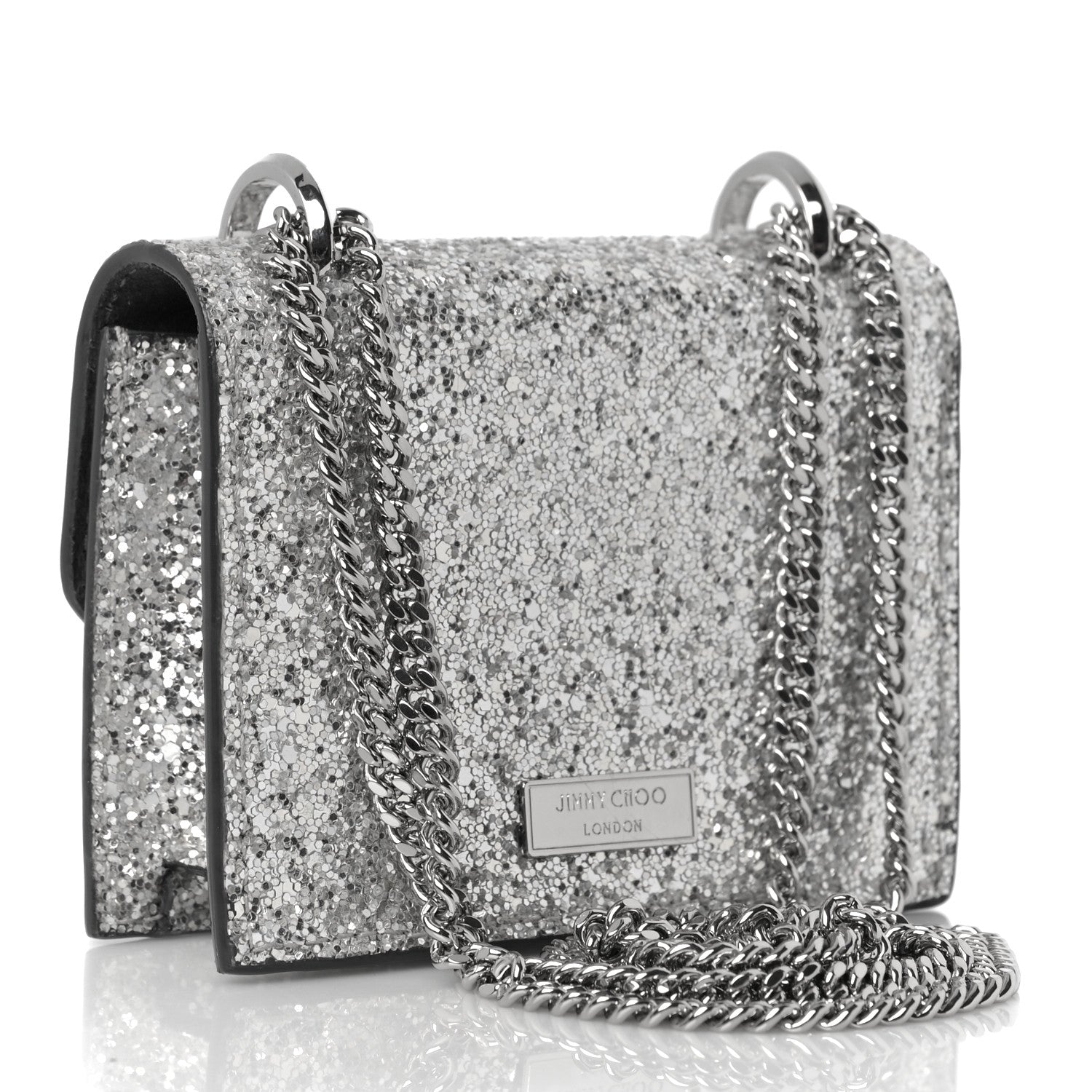 Jimmy Choo Coarse Glitter Mini Paris Crossbody Platinum 5 of 8