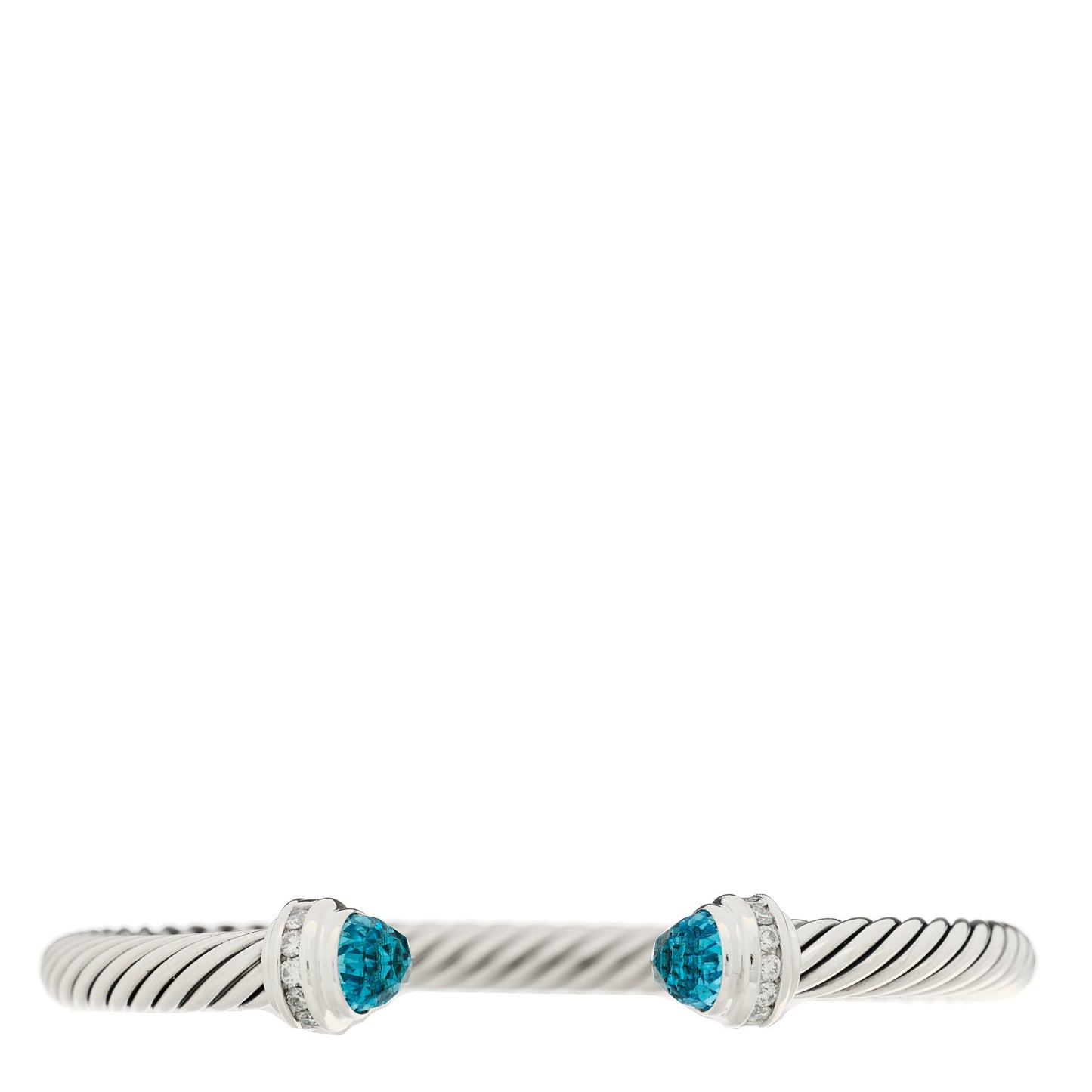 Sterling Silver Diamond Blue Topaz 5mm Cable Classics Bracelet