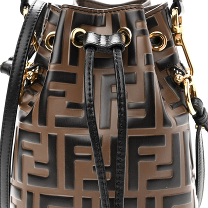 Fendi Vitello Liberty F is Fendi Bi-Color FF 1974 Embossed Mini Mon Tresor Bucket Bag Maya Black 8 of 10
