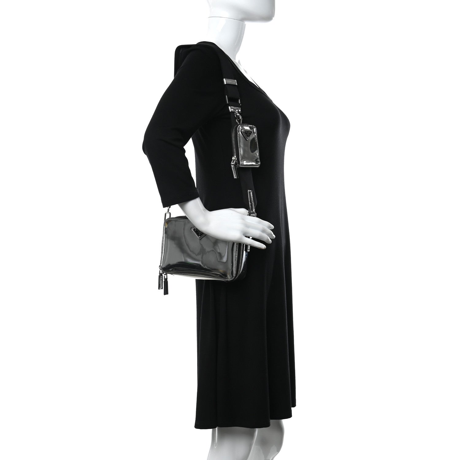 Prada Spazzolato Small Brique Crossbody Bag Argento 2 of 12