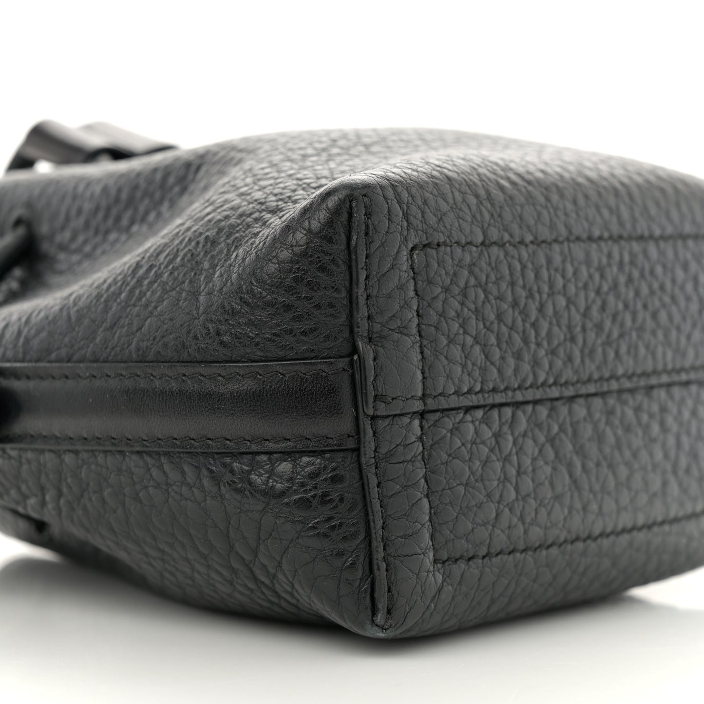 Calfskin Buffalo Mini Bucket Bag Black