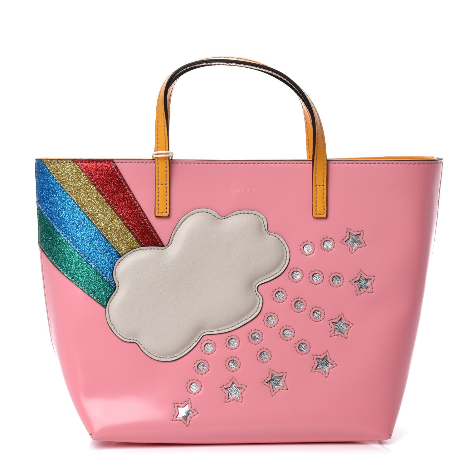 Gucci Calfskin Childrens Rainbow Tote Lotus Pink Crop Multicolor 1 of 10