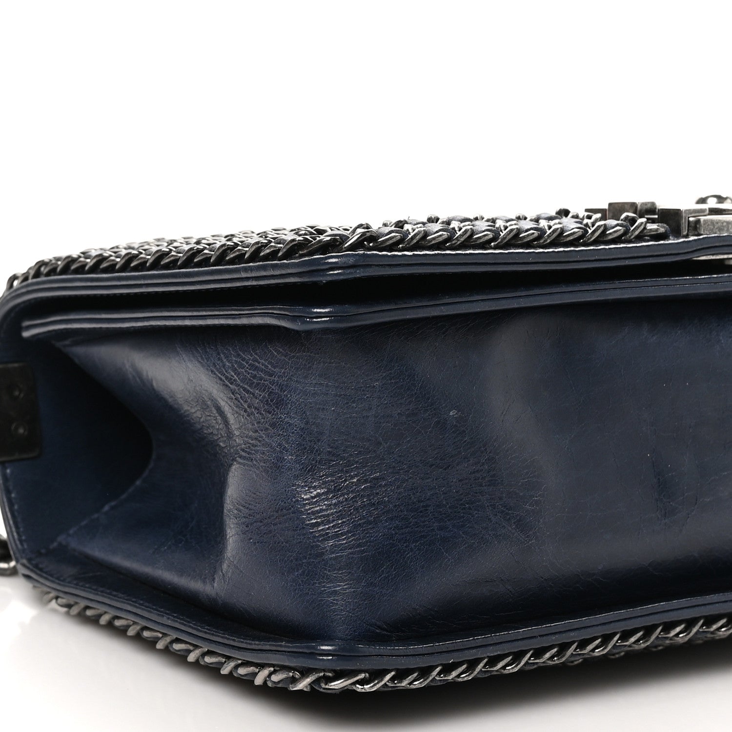 Chanel Glazed Calfskin Quilted Medium Boy Chained Flap Blue 9 of 10