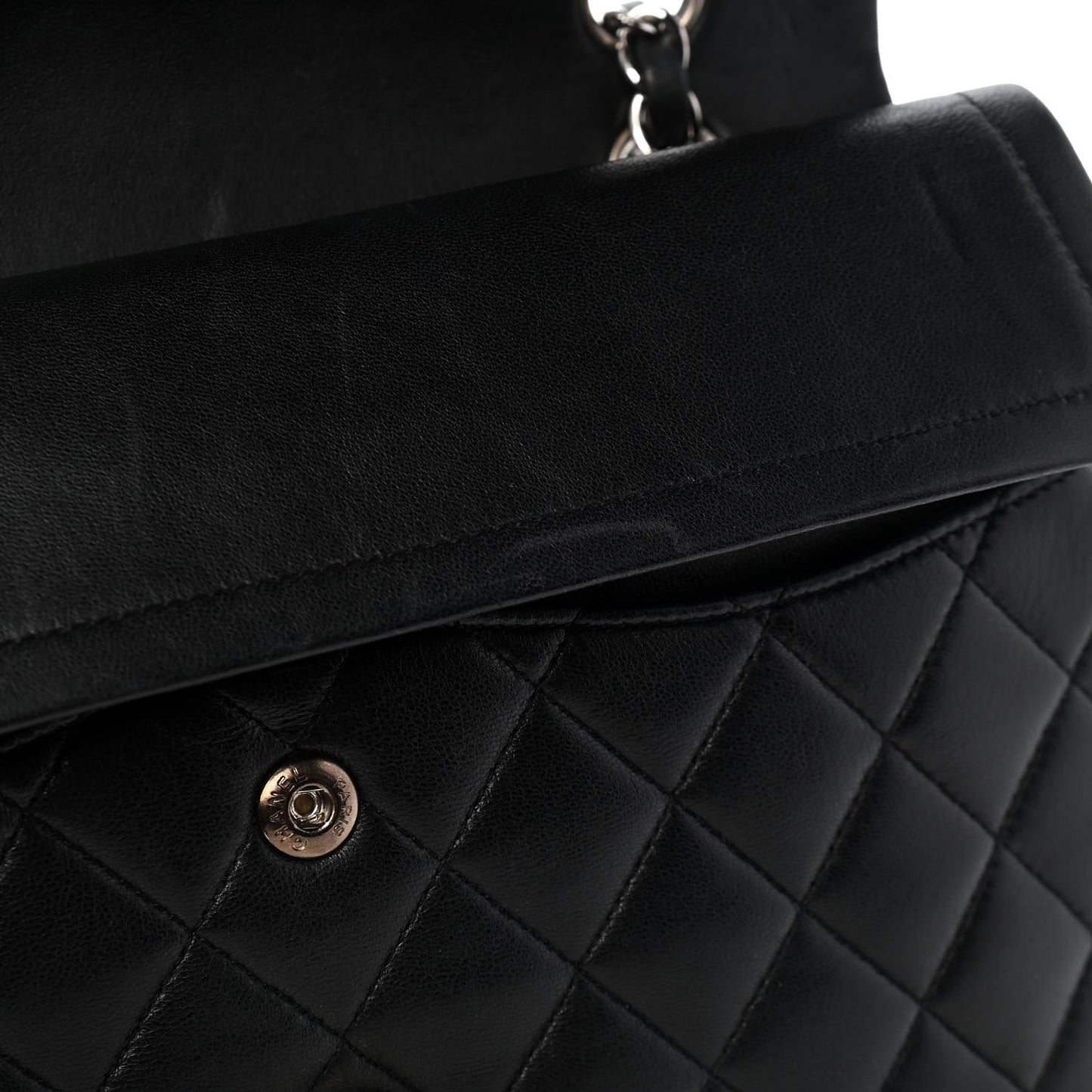 Lambskin Quilted Medium Double Flap Black