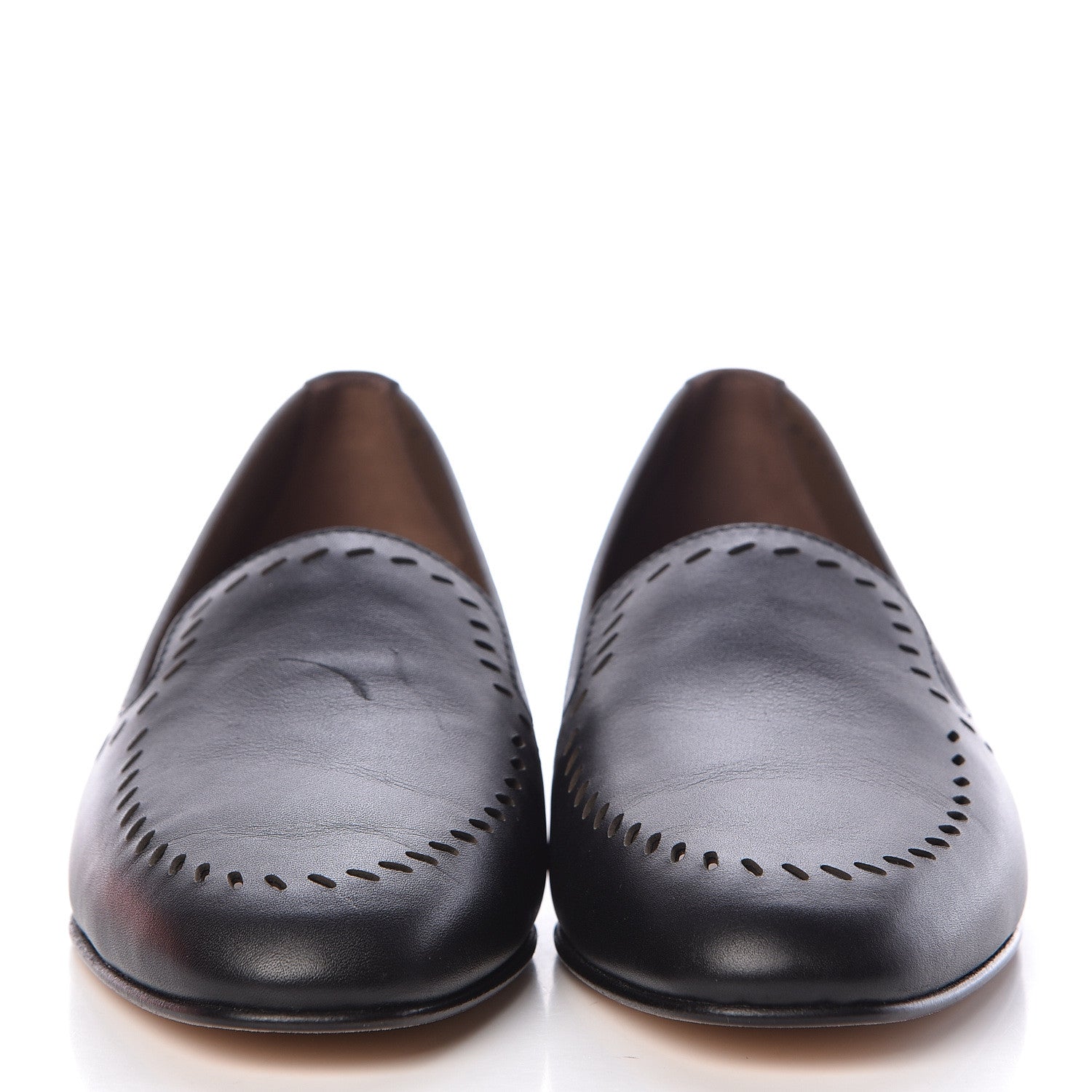 Hermes Calfskin Ovale Moccasin Loafers 37 Black 2 of 9