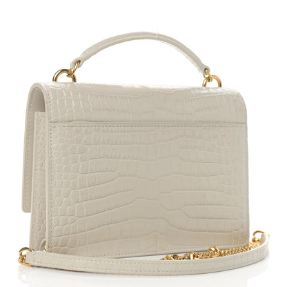 Saint Laurent Calfskin Crocodile Embossed Monogram Sunset Chain Wallet Blanc Vintage 3 of 12