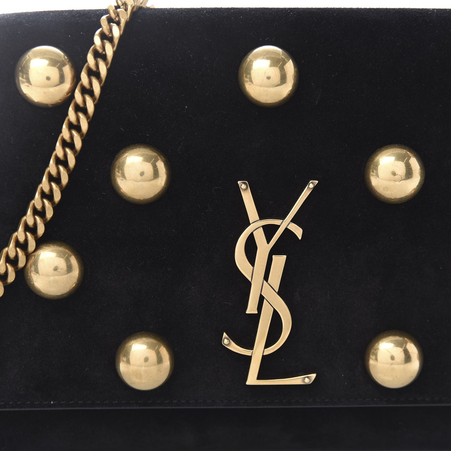 Suede Studded Medium Classic Monogram Kate Satchel Black