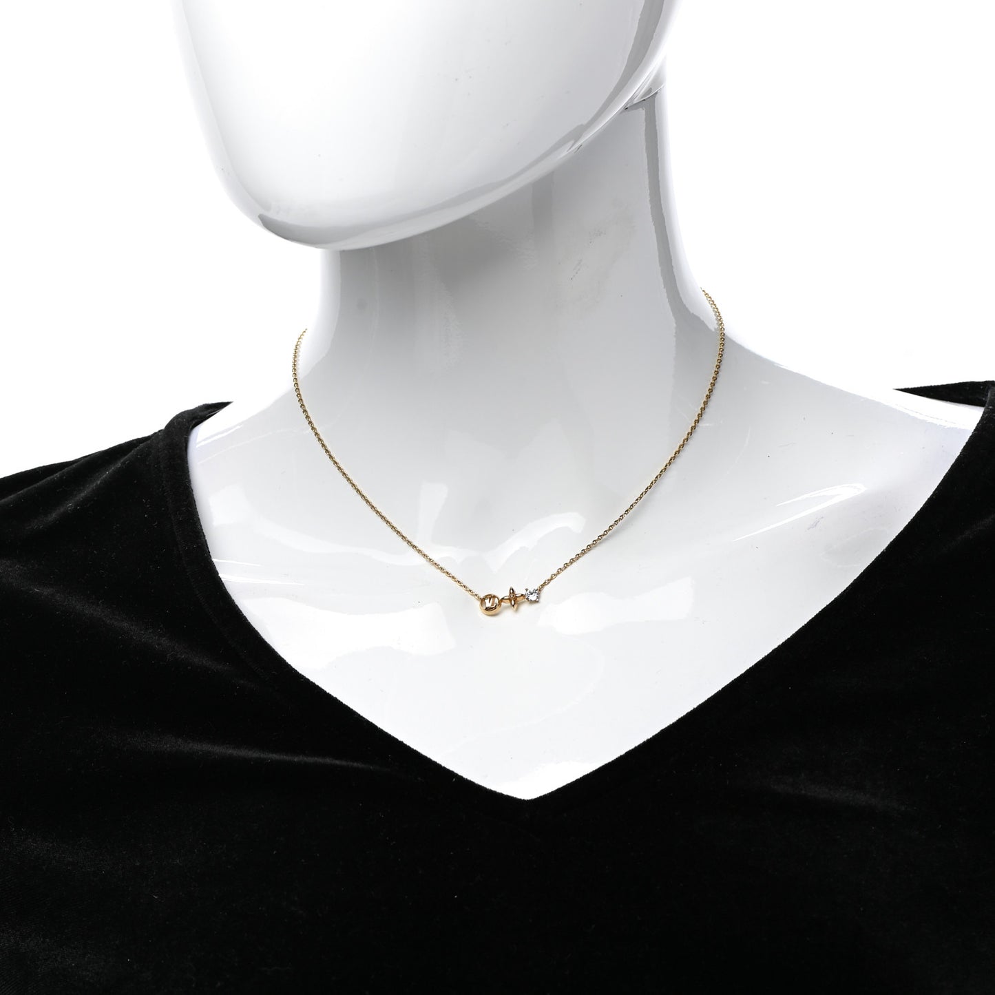 Crystal Petite Louis Necklace Gold