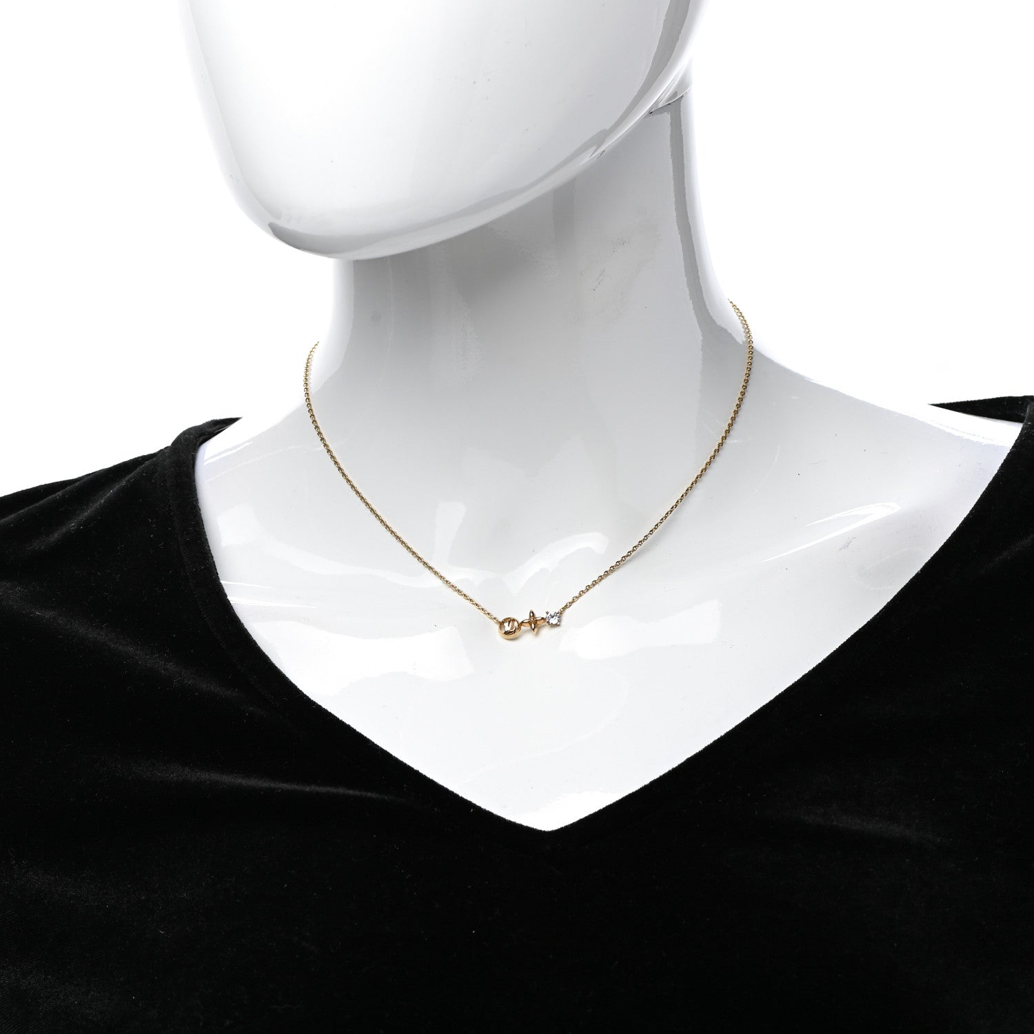 Louis Vuitton Crystal Petite Louis Necklace Gold 2 of 7