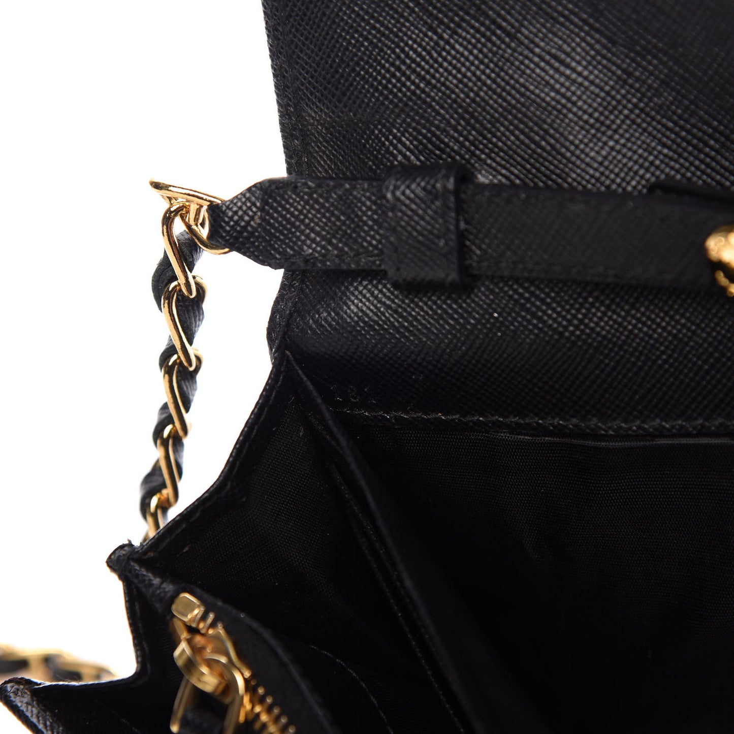 Saffiano Metal Oro Chain Wallet Black