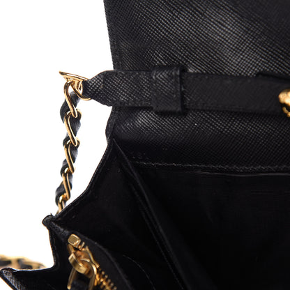 Prada Saffiano Metal Oro Chain Wallet Black 10 of 11