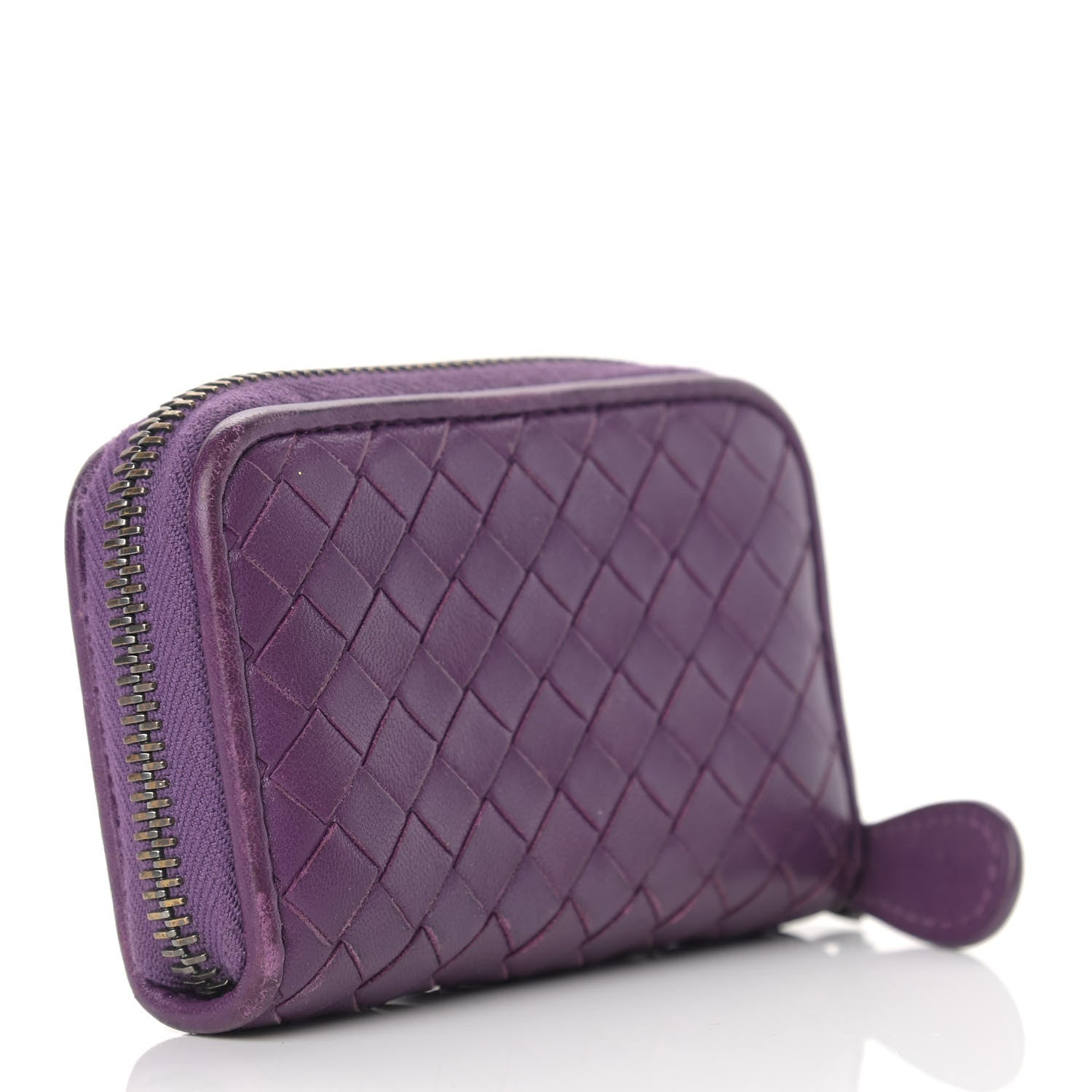 Bottega Veneta Nappa Intrecciato Zip Around Coin Purse Purple 3 of 13