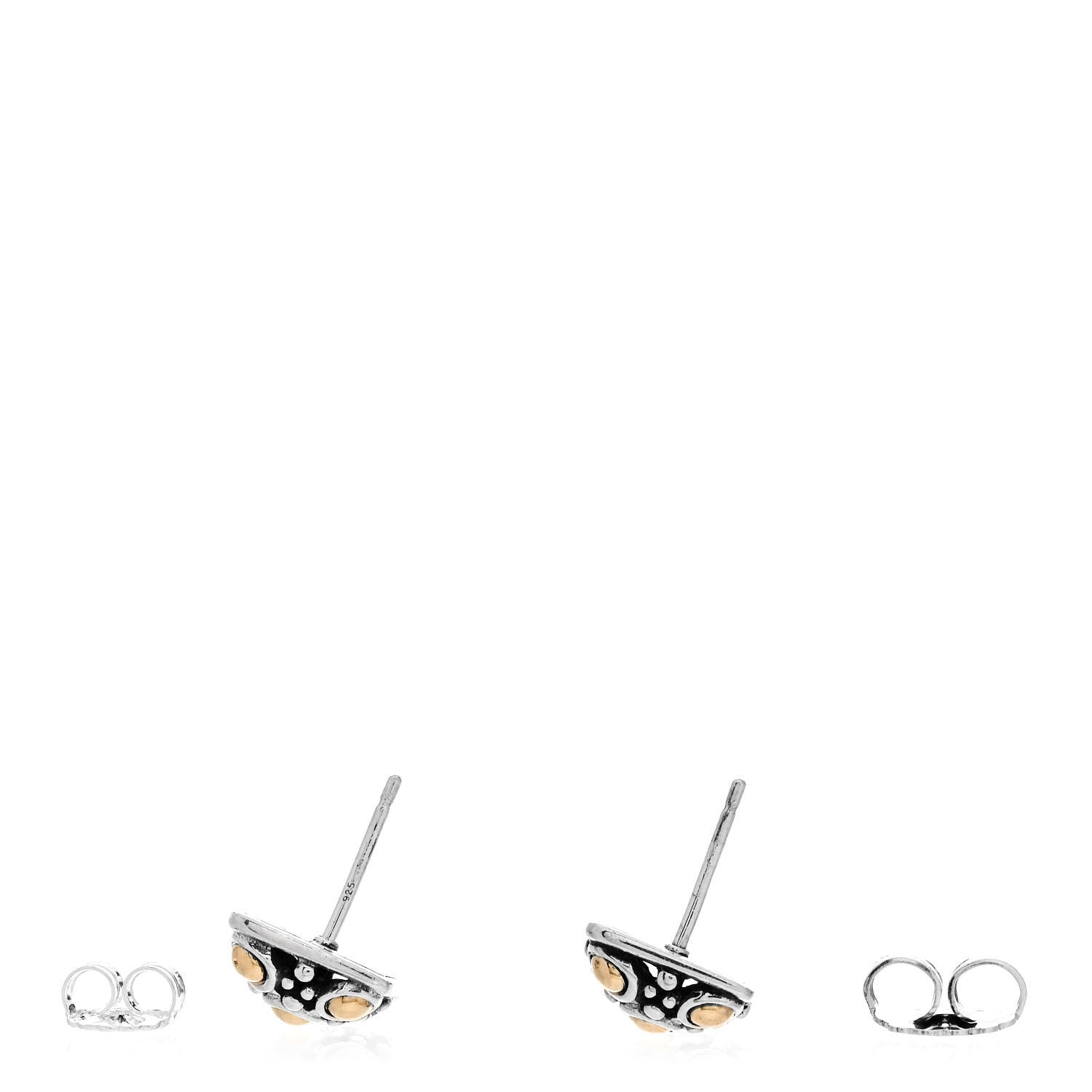 John Hardy Sterling Silver 18K Yellow Gold Jaisalmer Dot Square Earrings 3 of 4