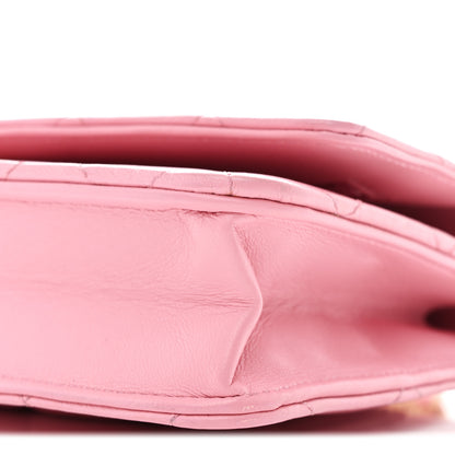 Chanel Lambskin Quilted Pick Me Up Wallet On Chain WOC Light Pink 11 of 12