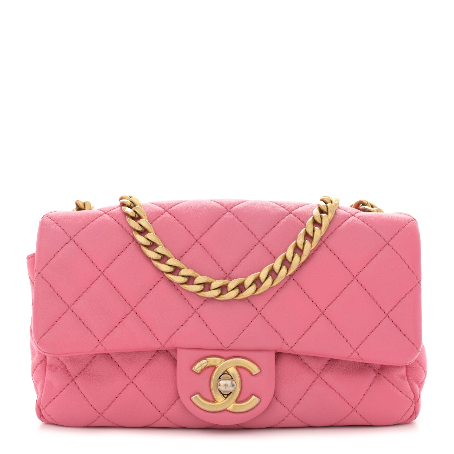 Chanel Lambskin Resin Quilted Mini Rectangular Pearl Samba Flap Pink 1 of 12