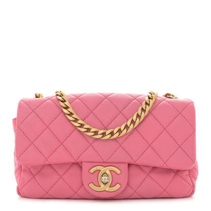 Chanel Lambskin Resin Quilted Mini Rectangular Pearl Samba Flap Pink 1 of 12