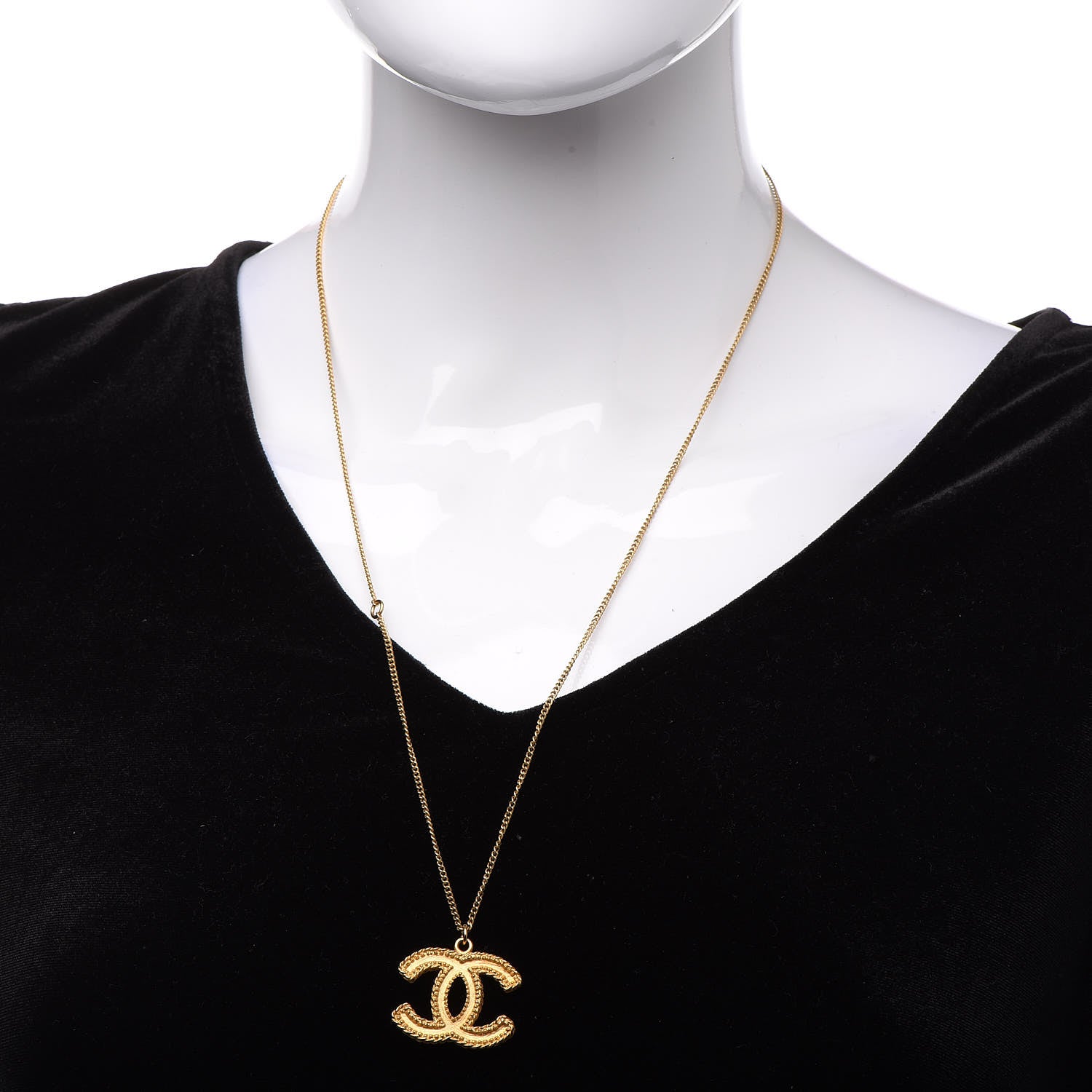 Chanel CC Necklace Matte Gold 2 of 4