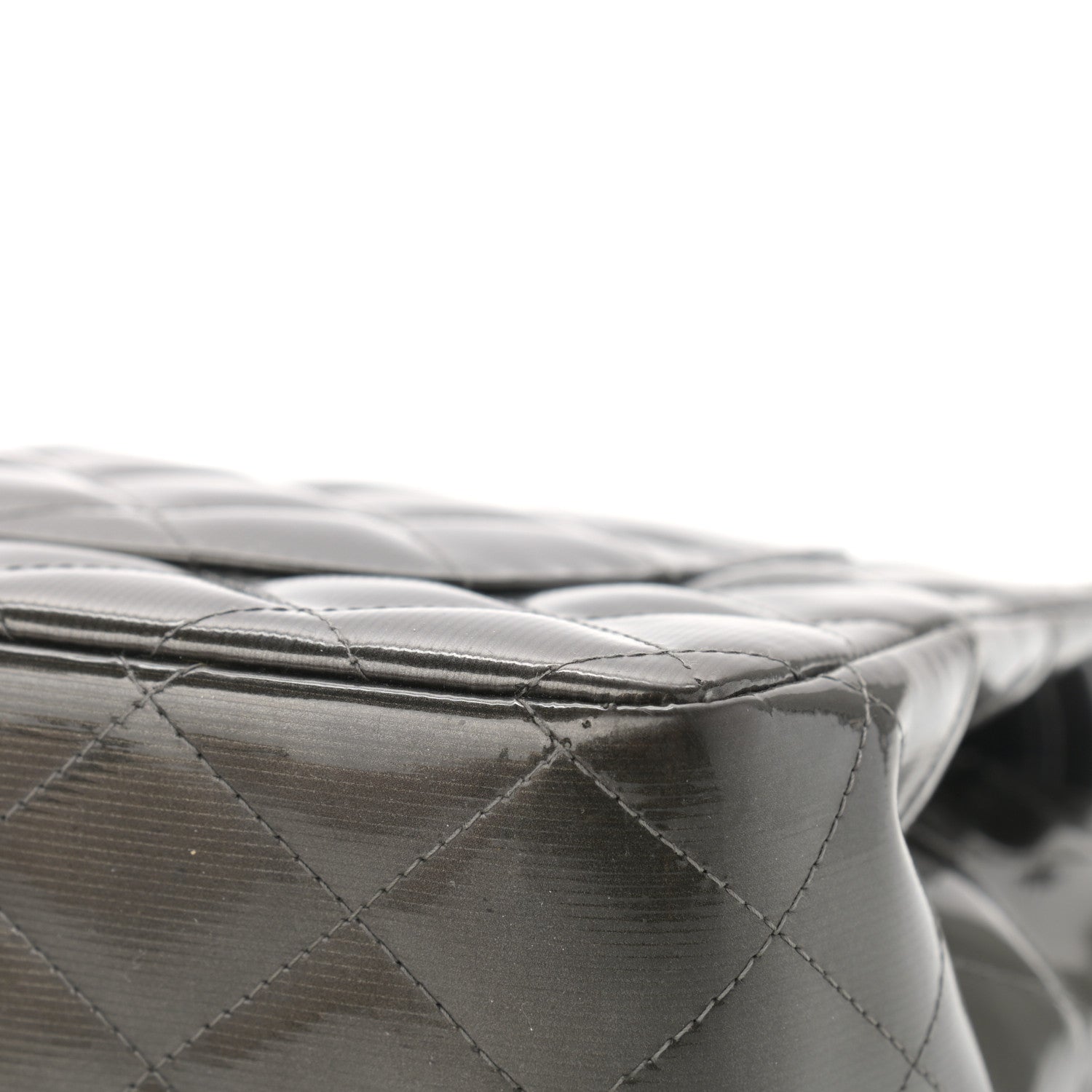 Chanel Striated Patent Quilted Jumbo Double Flap Black 12 of 17