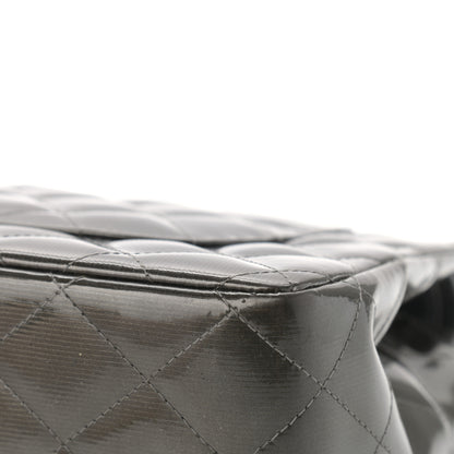 Chanel Striated Patent Quilted Jumbo Double Flap Black 12 of 17