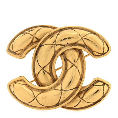 Chanel Metal Quilted Large CC Brooch Gold 1 of 4