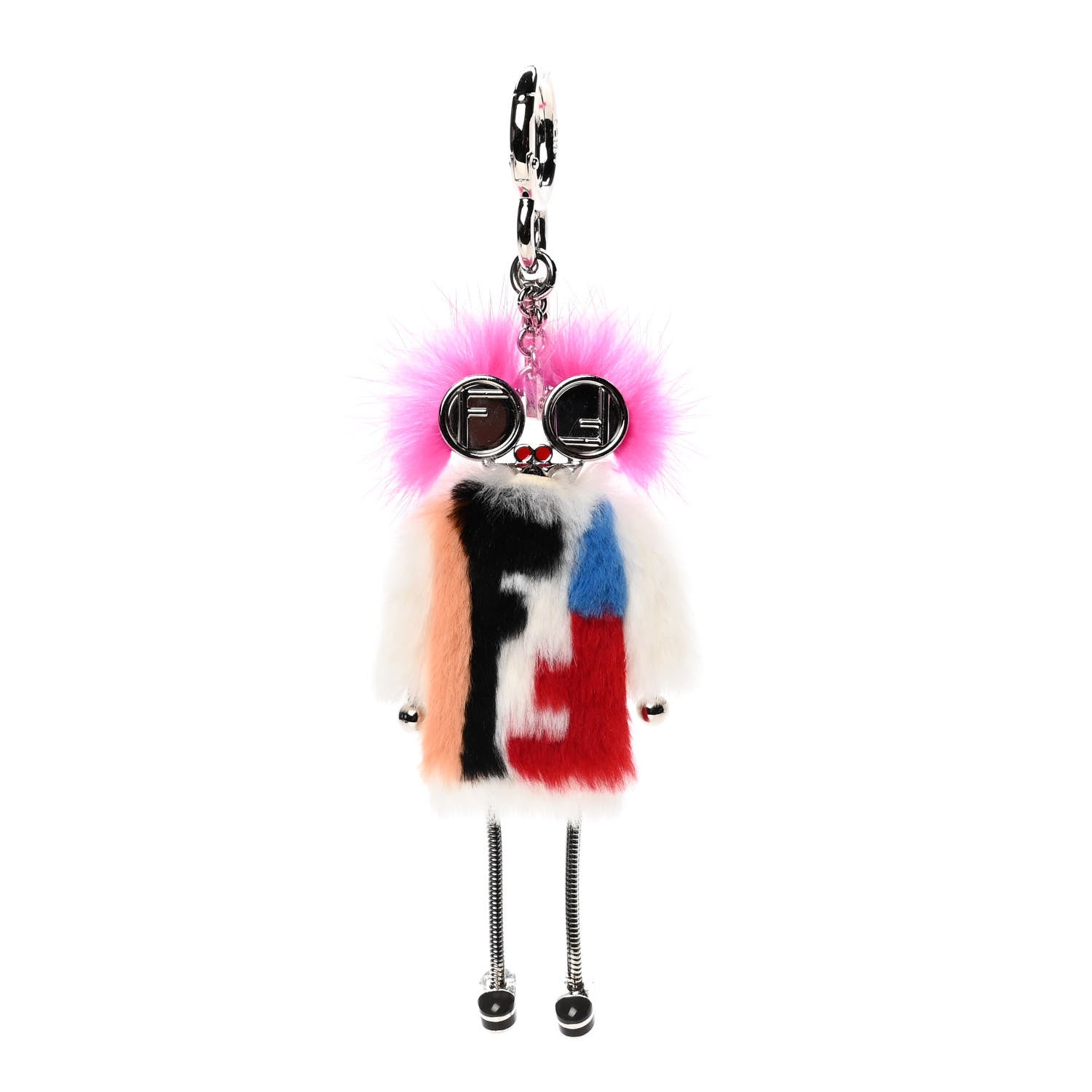 Fendi Rabbit Mink Fox Fur F is Fendi Teen Witch Bag Charm White Multicolor 1 of 3