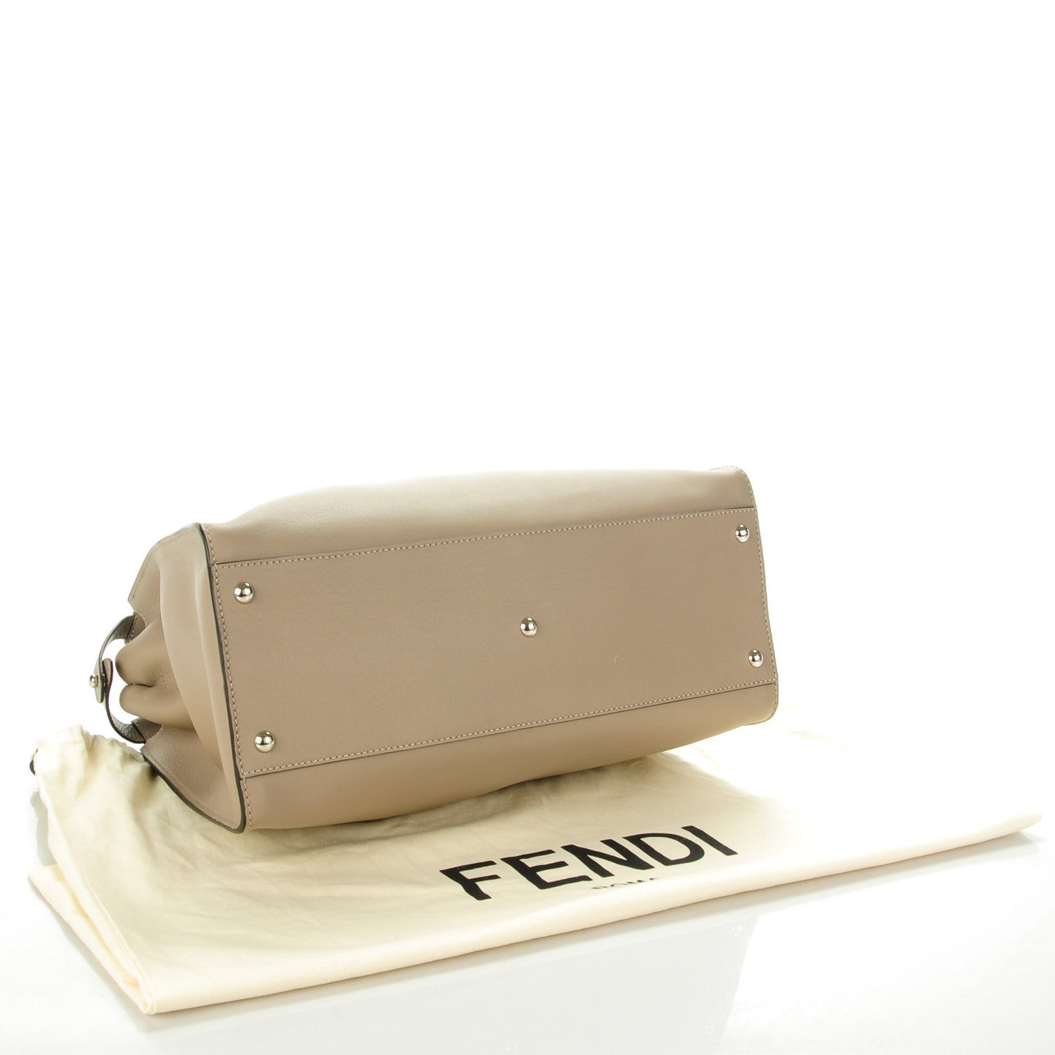 Fendi Vitello Seta Plexiglass Granite Large Peekaboo Iconic Satchel Tortora 4 of 8