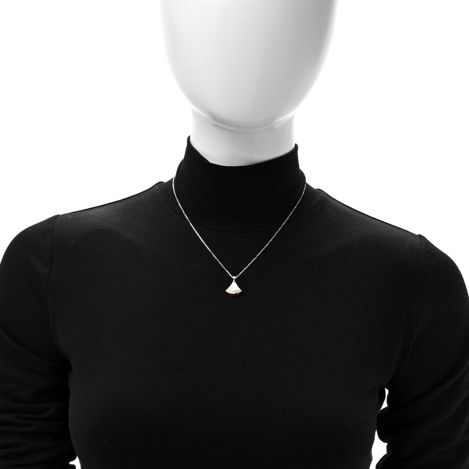 Bulgari 18K Rose Gold Diamond Mother of Pearl Divas' Dream Pave Pendant Necklace 2 of 8