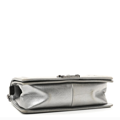 Chanel Metallic Lambskin Quilted Medium Boy Flap Silver 4 of 10