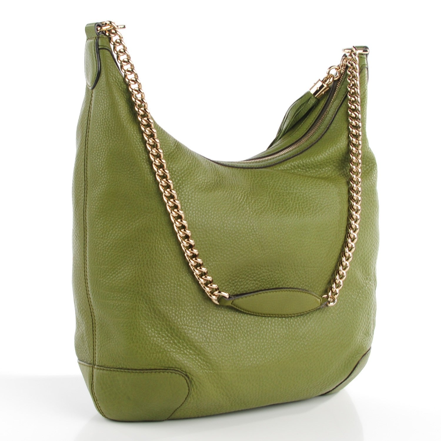 Gucci Pebbled Calfskin Medium Soho Chain Hobo Green 3 of 7