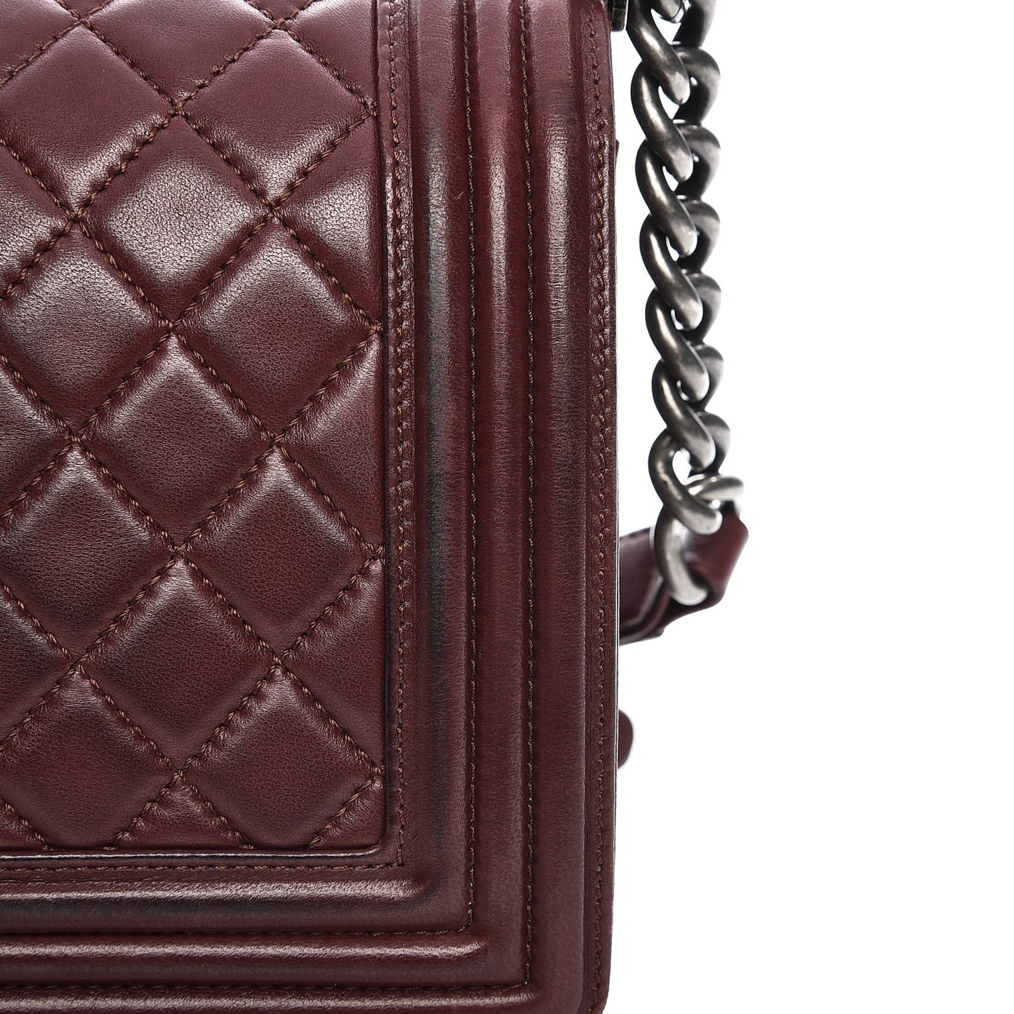 Calfskin Quilted Medium Boy Flap Burgundy