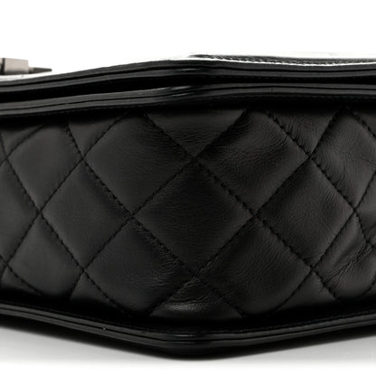 Chanel Calfskin Chevron Quilted  New Medium Boy Flap Black 10 of 12
