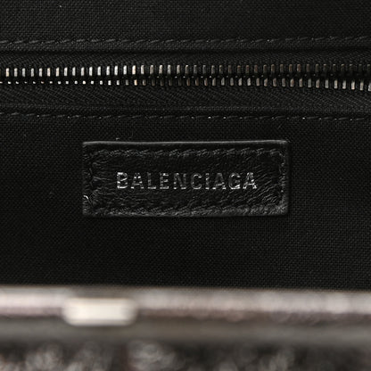 Balenciaga Metallic Textured Calfskin Logo Cloud Clutch XS Black 6 of 10