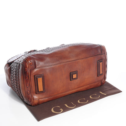 Gucci Leather Handmade Large Top Handle Bag Brown 4 of 8