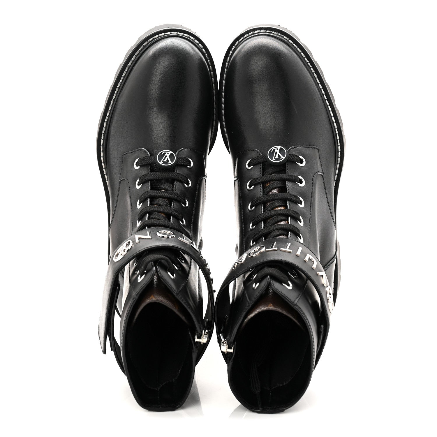 Louis Vuitton Calfskin Territory Flat Ranger Boots 38 Black 2 of 9
