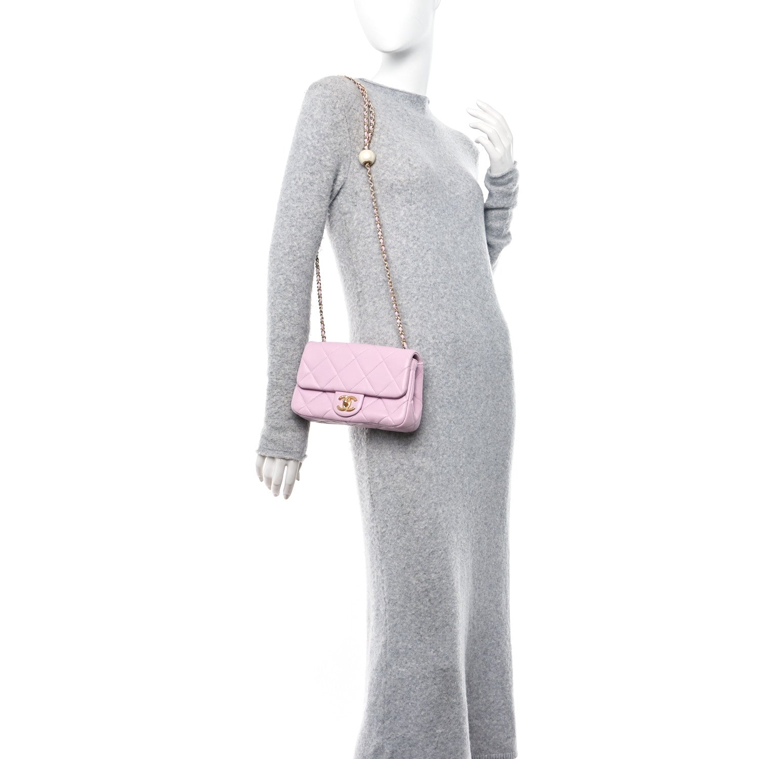 Chanel Lambskin Quilted Pearl Small Flap Lilac 2 of 11