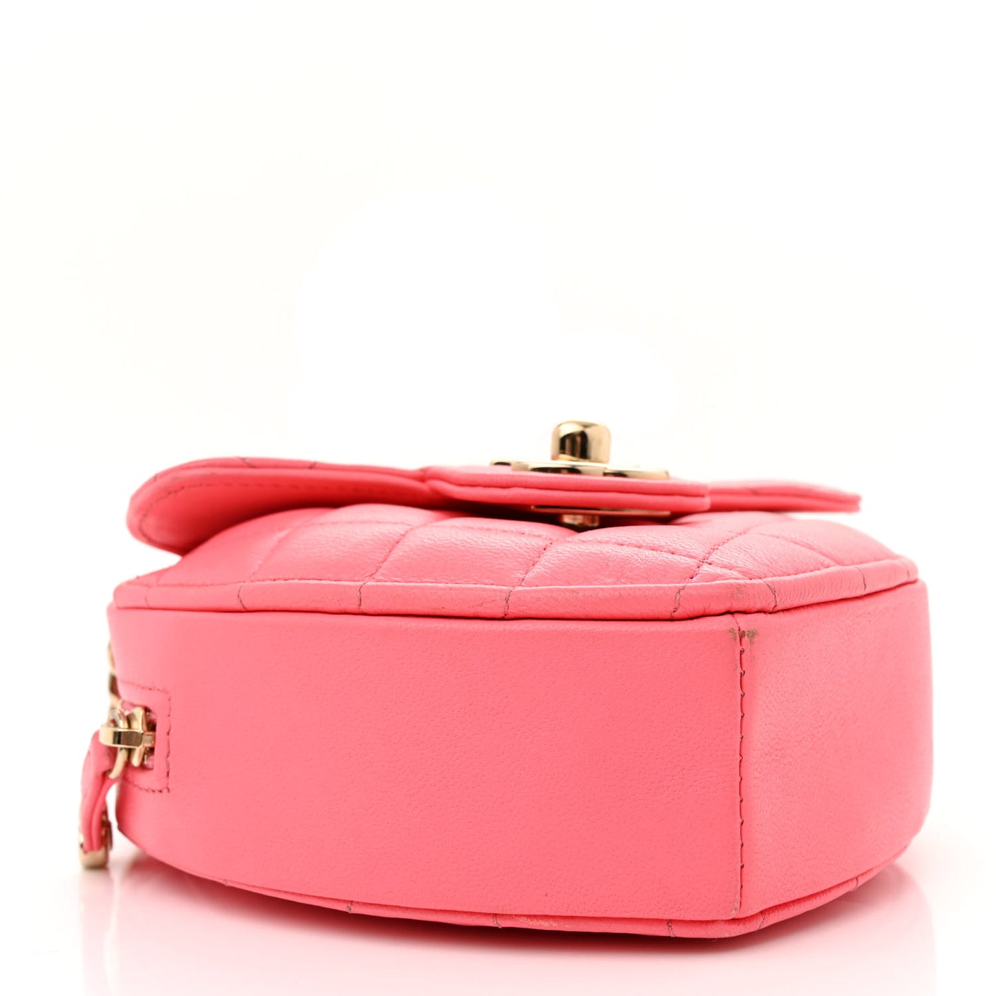 Lambskin Quilted CC In Love Heart Clutch With Chain Pink