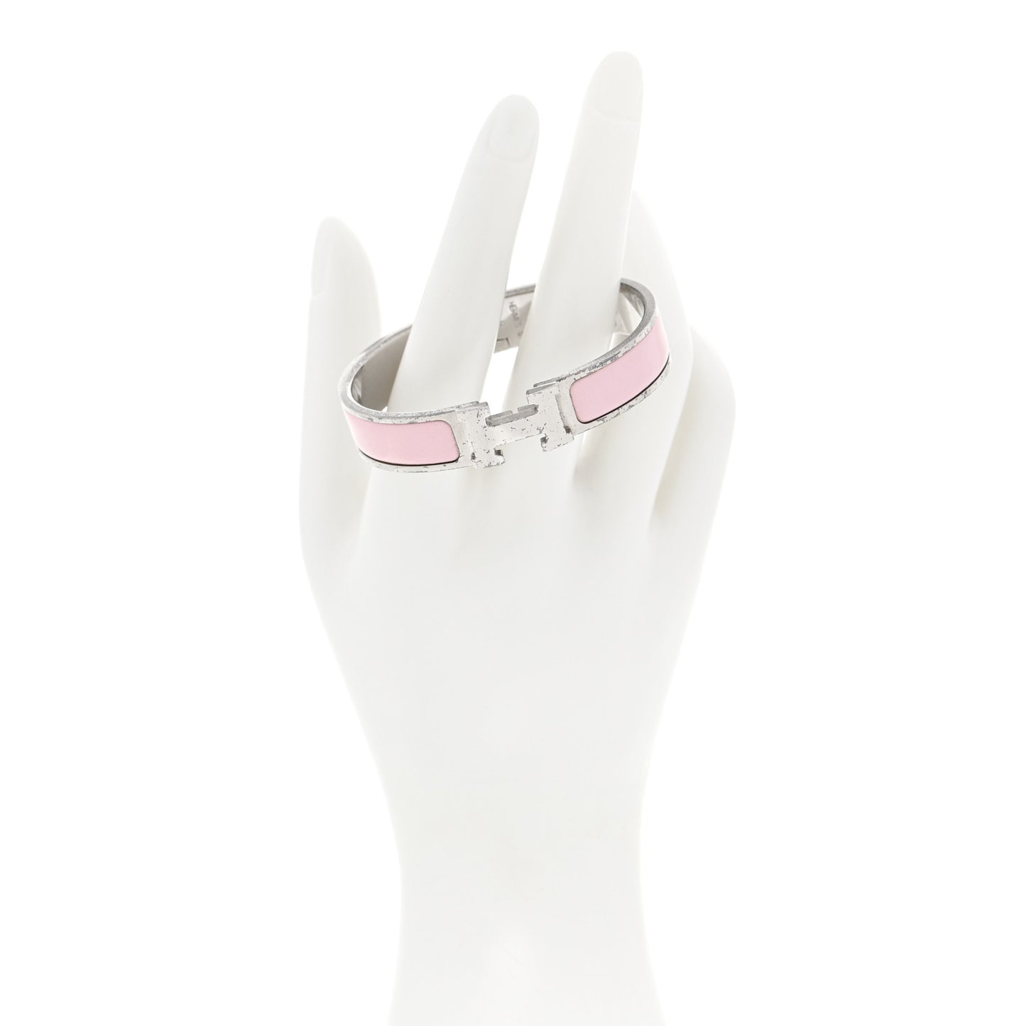 Enamel Narrow Clic Clac H Bracelet PM Rose Poudre