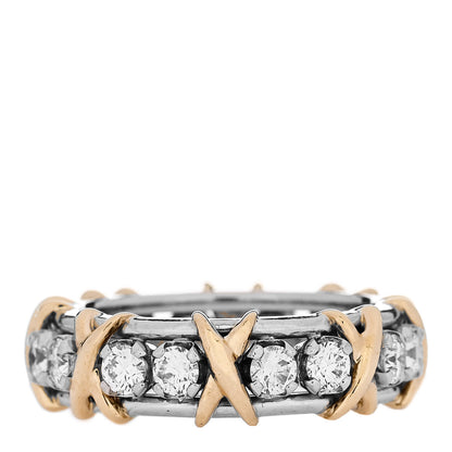 Tiffany Platinum 18K Yellow Gold Diamond Schlumberger Sixteen Stone Ring 53 6.25 1 of 5