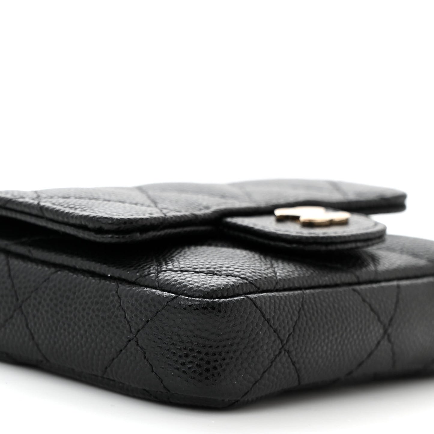 Caviar Quilted Mini Chain Belt Bag Black